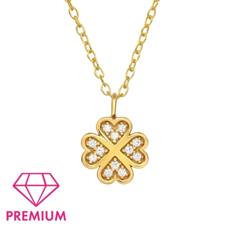 Šťastná štvorlístka - 925 Mincový Striebro #SC# s zirkóny #46039 | #AN#