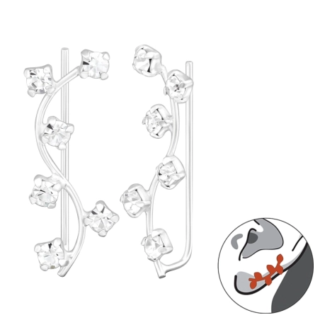 vetva - 925 Mincový Striebro #SC# s krištáľ #37405 | #AN#