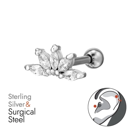 žena markíze - Striebro 925 + Chirurgická Oceľ 316 #SC# s zirkóny #49627 | #AN#