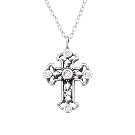 kríž - 925 Mincový Striebro #SC# s zirkóny #38857 | #AN#