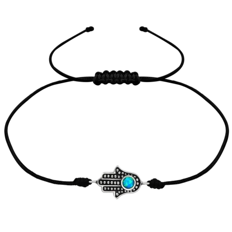 Hamsa nastaviteľný - 925 Mincový Striebro + Nylonová Šnúra #SC# s opál #34025 | #AN#