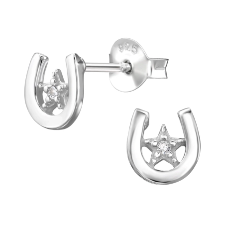 Podkova s hviezdou - 925 Mincový Striebro #SC# s zirkóny #50101 | #AN#