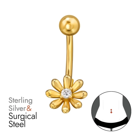 Daisy kvetina - Striebro 925 + Chirurgická Oceľ 316 #SC# s zirkóny #50088 | #AN#