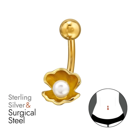 škrupina - Striebro 925 + Chirurgická Oceľ 316 #SC# s perla #50090 | #AN#