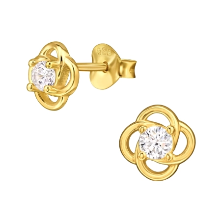 7mm kvetinový uzol pozlátený - 925 Mincový Striebro #SC# s zirkóny #50000 | #AN#