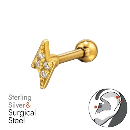 blesk - Striebro 925 + Chirurgická Oceľ 316 #SC# s zirkóny #49638 | #AN#