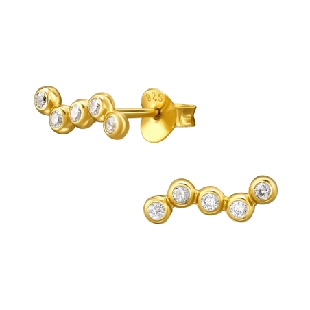 Zakrivený klaster - 925 Mincový Striebro #SC# s zirkóny #49164 | #AN#