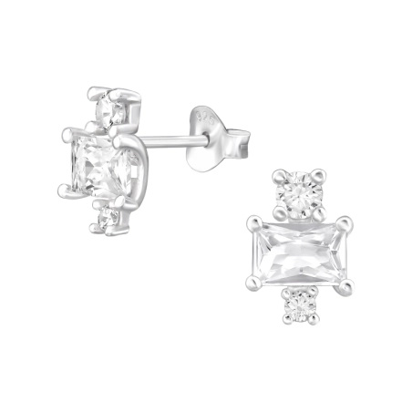 Okrúhla a bageta - 925 Mincový Striebro #SC# s zirkóny #48921 | #AN#