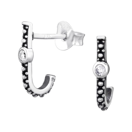 polovica obruč - 925 Mincový Striebro #SC# s zirkóny #44585 | #AN#