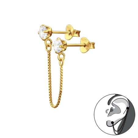 4 mm okrúhle - 925 Mincový Striebro #SC# s zirkóny #44277 | #AN#