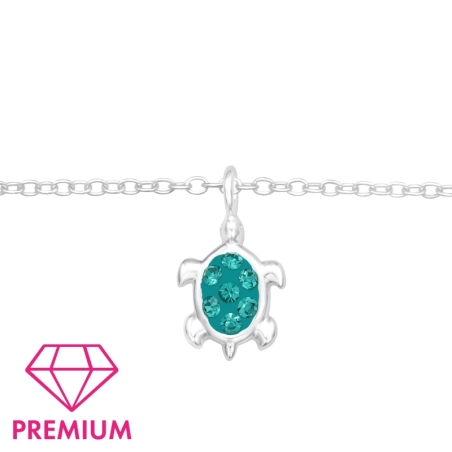 korytnačka - 925 Mincový Striebro #SC# s krištáľ #43683 | #AN#