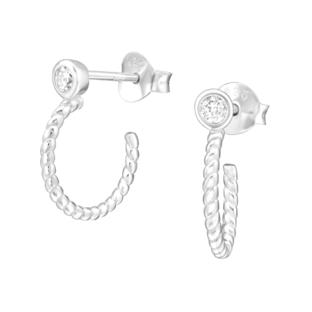 polovica obruč - 925 Mincový Striebro #SC# s zirkóny #43563 | #AN#