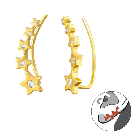 hviezdy - 925 Mincový Striebro #SC# s zirkóny #43360 | #AN#