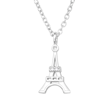 Eiffelova Veža - 925 Mincový Striebro #SC# s zirkóny #43378 | #AN#