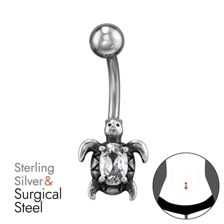 Korytnačka piercing do pupku Zviera šperky | All4silver