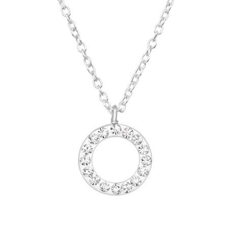 9,5 mm otvorený kruh - 925 Mincový Striebro #SC# s krištáľ #50178 | #AN#