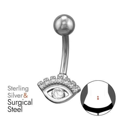 Piercing do pupku s Okom zla a zirkónmi Náboženstvo šperky | All4silver