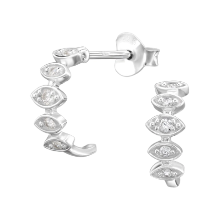 Polkruh s uhrančivým okom v tvare markízy - 925 Mincový Striebro #SC# s zirkóny #50019 | #AN#