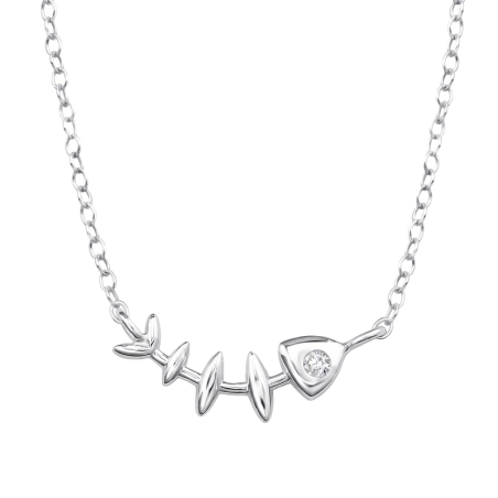 rybia kosť - 925 Mincový Striebro #SC# s zirkóny #50008 | #AN#