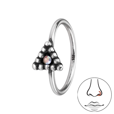 4mm trojuholník - 925 Mincový Striebro #SC# s krištáľ #49932 | #AN#