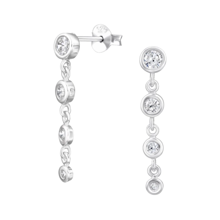 Štyri visiace kruhy - 925 Mincový Striebro #SC# s zirkóny #49825 | #AN#