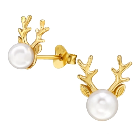 jeleň - 925 Mincový Striebro #SC# s perla #49733 | #AN#