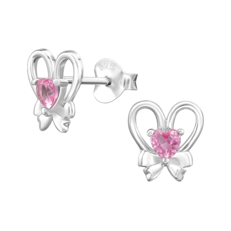 Srdce s mašľou - 925 Mincový Striebro #SC# s zirkóny #49693 | #AN#