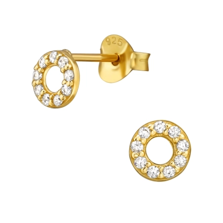 Otvorený kruh - 925 Mincový Striebro #SC# s zirkóny #49680 | #AN#