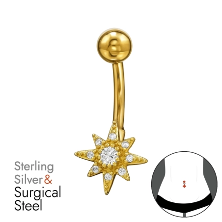 Starburst - Striebro 925 + Chirurgická Oceľ 316 #SC# s zirkóny #49654 | #AN#