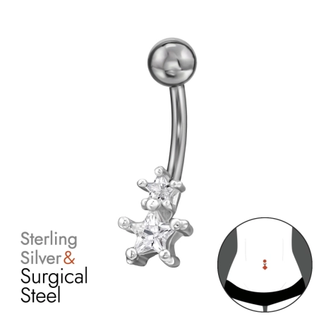 hviezda - Striebro 925 + Chirurgická Oceľ 316 #SC# s zirkóny #49655 | #AN#