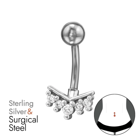 Chevron - Striebro 925 + Chirurgická Oceľ 316 #SC# s zirkóny #49659 | #AN#