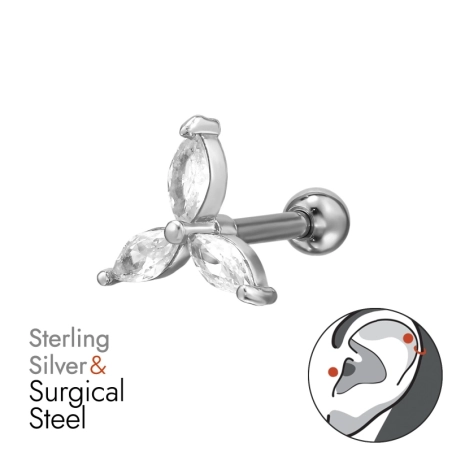 Markíza kvet - Striebro 925 + Chirurgická Oceľ 316 #SC# s zirkóny #49629 | #AN#