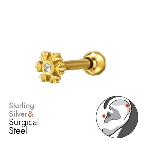 snehová vločka - Striebro 925 + Chirurgická Oceľ 316 #SC# s zirkóny #49610 | #AN#