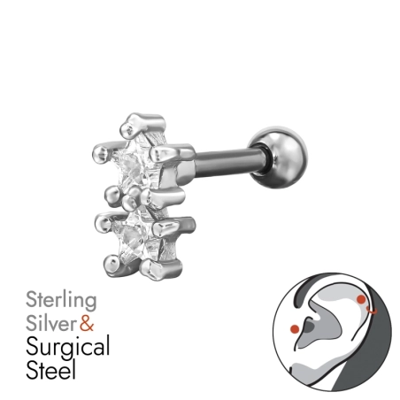 hviezda - Striebro 925 + Chirurgická Oceľ 316 #SC# s zirkóny #49613 | #AN#