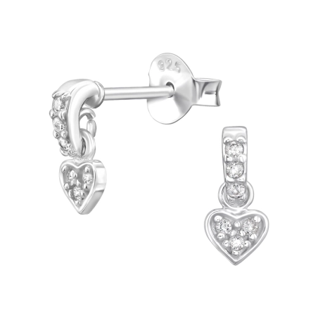 Visiace srdce - 925 Mincový Striebro #SC# s zirkóny #49520 | #AN#