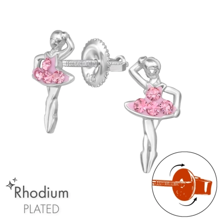 Balerína skrutka späť - 925 Mincový Striebro #SC# s krištáľ #48191 | #AN#