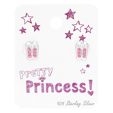 balerína topánky - 925 Mincový Striebro #SC# s krištáľ #47363 | #AN#