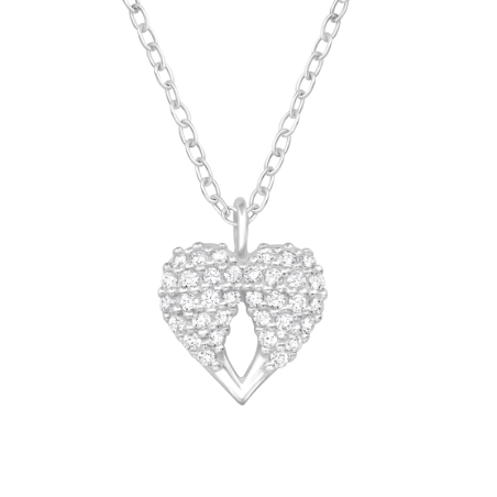 Krídla v tvare srdca - 925 Mincový Striebro #SC# s zirkóny #46696 | #AN#