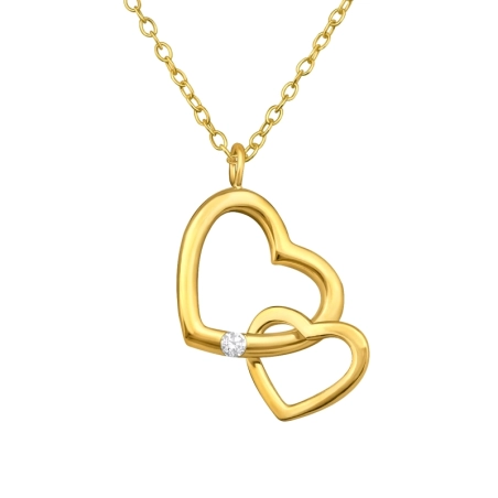 dvojité srdce - 925 Mincový Striebro #SC# s zirkóny #46628 | #AN#