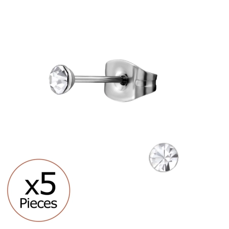 3 mm okrúhle x 5 - Chirurgická Nehrdzavejúca Oceľ #SC# s krištáľ #45767 | #AN#