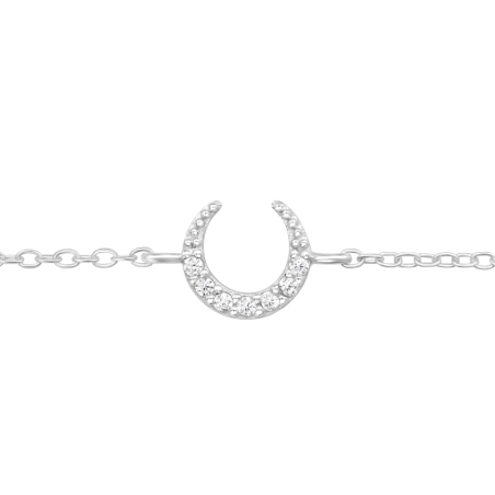 polmesiac - 925 Mincový Striebro #SC# s zirkóny #44292 | #AN#