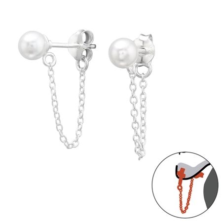 5 mm okrúhle - 925 Mincový Striebro #SC# s perla #43833 | #AN#