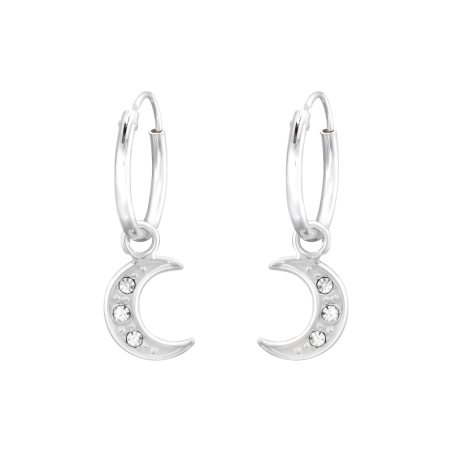 Mesiac - 925 Mincový Striebro #SC# s krištáľ #41469 | #AN#