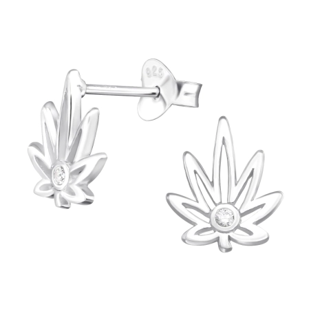 Konopný list - 925 Mincový Striebro #SC# s zirkóny #41335 | #AN#