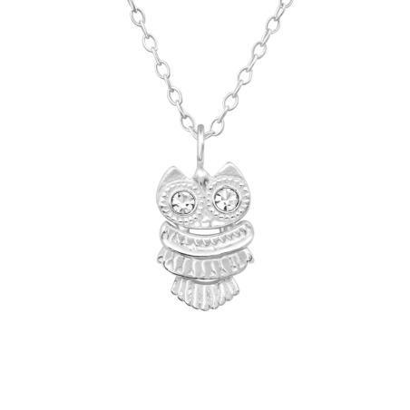 sova - 925 Mincový Striebro #SC# s krištáľ #25038 | #AN#