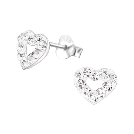 Otvorené srdce 8 mm - 925 Mincový Striebro #SC# s krištáľ #9879 | #AN#