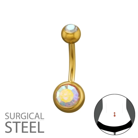 Pozlátený piercing do pupku so zirkónmi Piercing do nosa šperky | All4silver