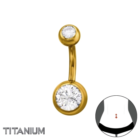 1,6x10mm (14g) - 5mm okrúhly vrch, 8mm okrúhly spodok - zlatá farba - Titán #SC# s zirkóny #50527 | #AN#