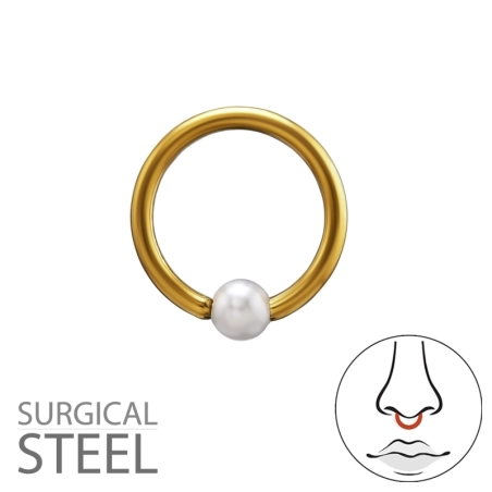 Pozlátený krúžok s perlou oceľ šperky | All4silver