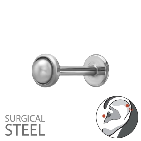 3 mm Tragus s perlou oceľ šperky | All4silver